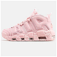 Женские кроссовки Nike Air More Uptempo Pink весна-осень, розовые кожаные кроссовки найк аир море аптемпо