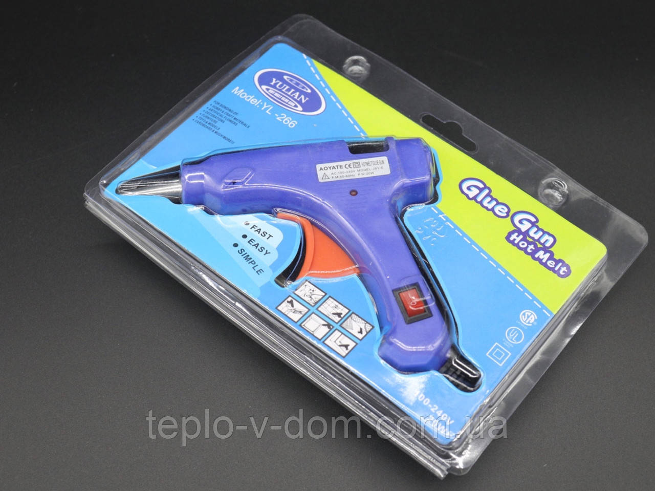 Клейовий термопістолет для силіконового клею 7мм Yulian клеєвий пістолет для рукоділля, фото 1