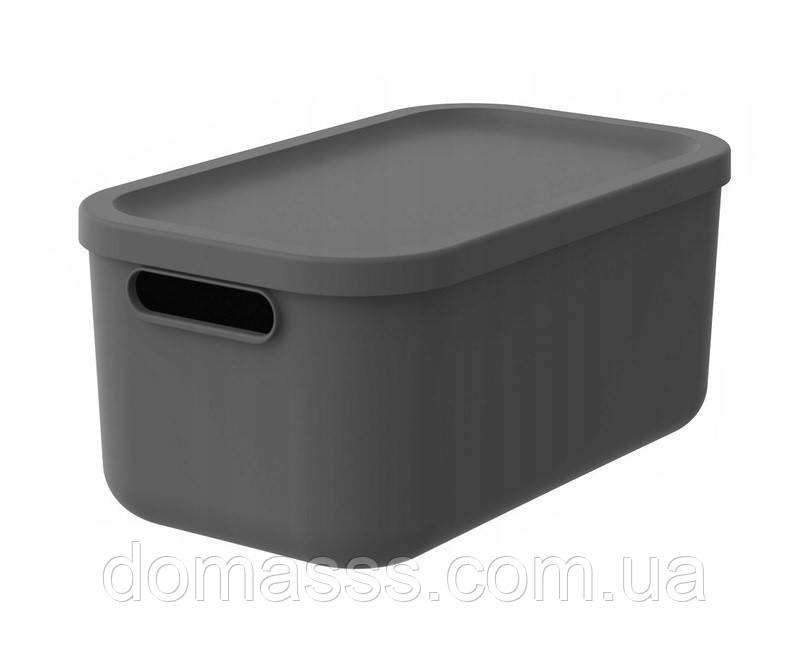 Контейнер для зберігання речей з кришкою Rotho Albula 12л чорний (10556), фото 1