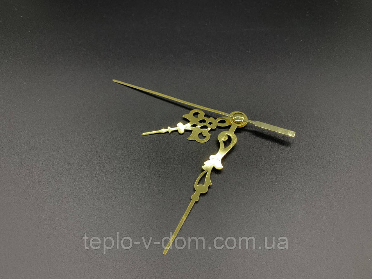 Годинникові стрілки фігурні золотого кольору для виготовлення настінного годинника 3 стрілки в наборі 9х9х6 см