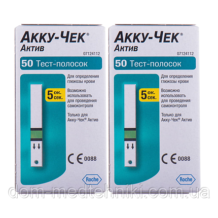 Набір тест-смужок "Аку-Чек Актив" 2 уп. (100 шт.), фото 1