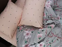 Двоколірна полуторна постільна білизна з квітковим принтом 150*220 з Бязі Gold комбінований сірий з бежевим, Черешенька, фото 5