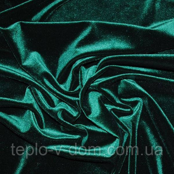 Оксамит. Велюр. Колір темно-зелений. Погон 1,5 метра. 240г/м2