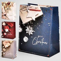 Пакет новогодний бумажный S "Merry Christmas" 18*23*10см, цена за упаковку 12шт (R91054-S)