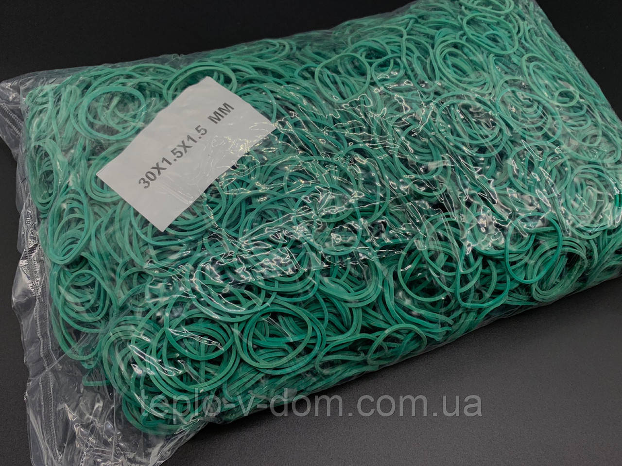 Гумки для грошей канцелярські 30 х 1,5 х 1,5 мм зелені в пакеті 5469 шт