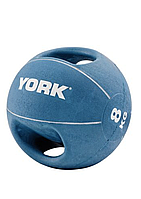Медбол с ручками 8 кг York Fitness с ручками синий