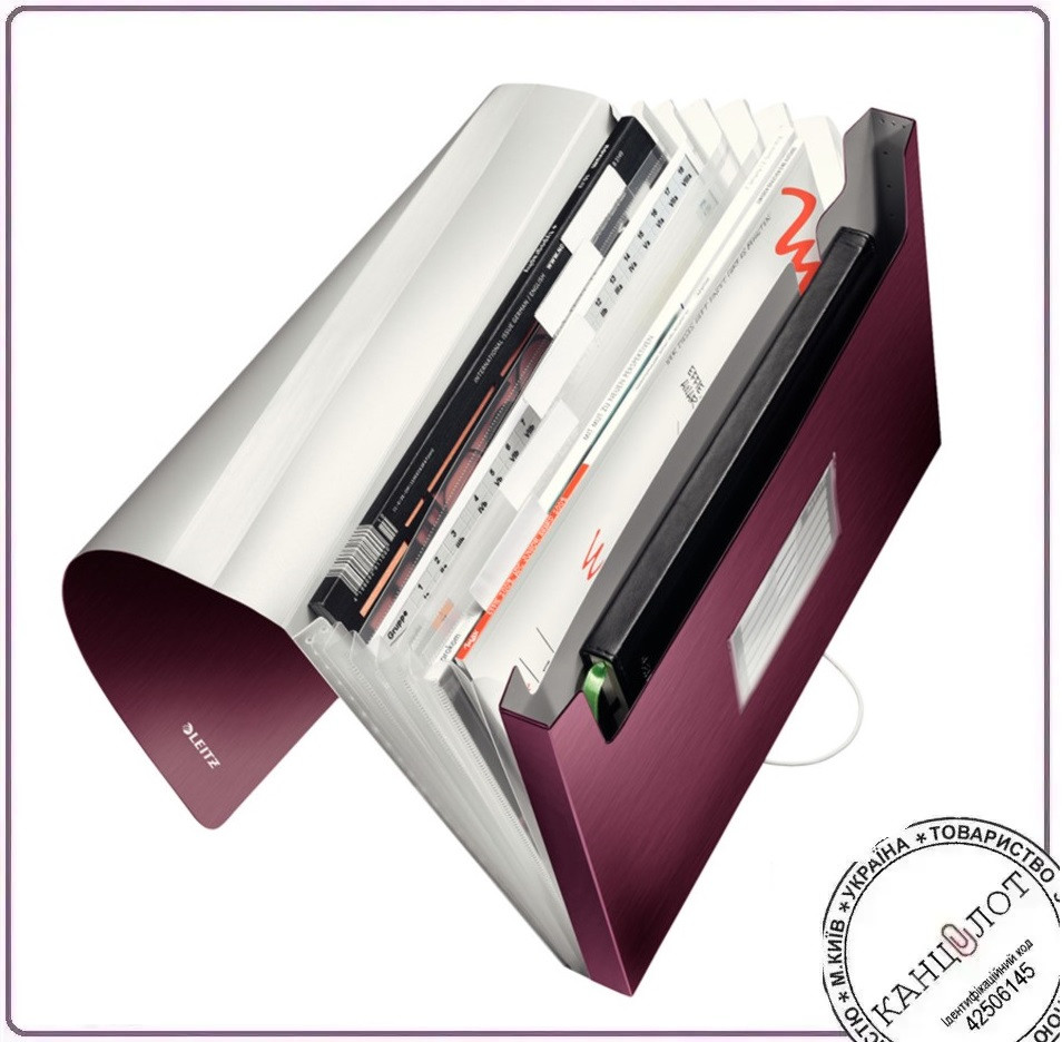 Папка з відділеннями LEITZ WOW на 250арк., гранатовий (3957-00-28), фото 1