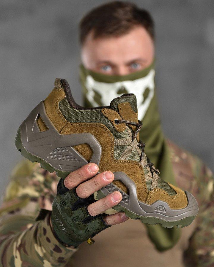 Кожаные весенние кроссовки Vaneda олива, тактические кроссовки на прочной резиновой подошве, обувь для ВСУ - фото 3 - id-p2114342158