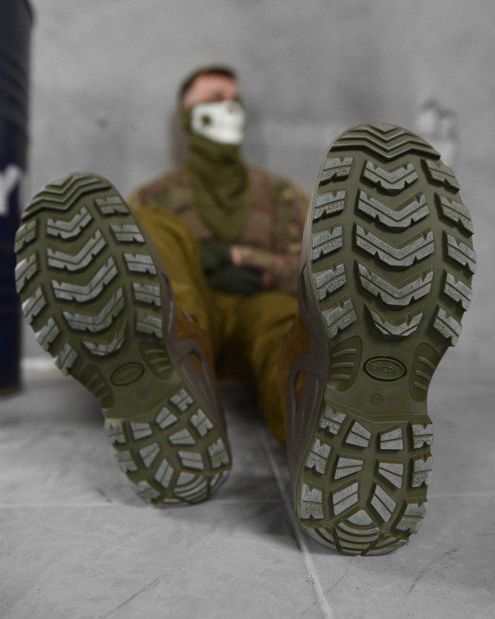 Кожаные весенние кроссовки Vaneda олива, тактические кроссовки на прочной резиновой подошве, обувь для ВСУ - фото 4 - id-p2114342158