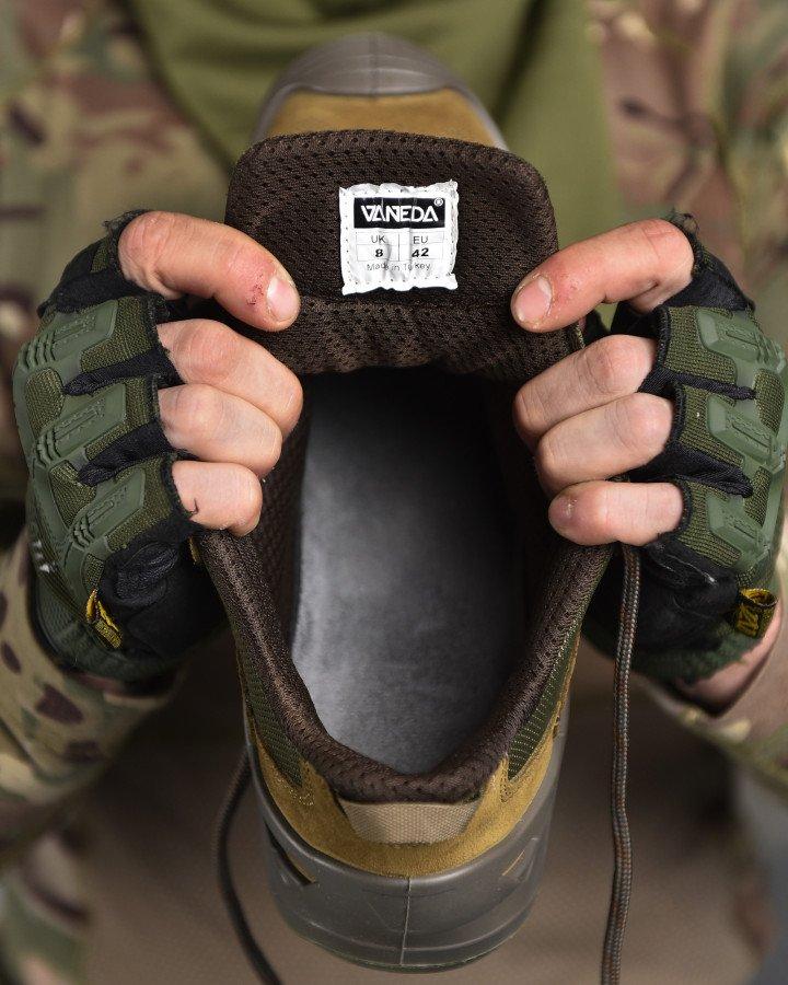 Кожаные весенние кроссовки Vaneda олива, тактические кроссовки на прочной резиновой подошве, обувь для ВСУ - фото 5 - id-p2114342158