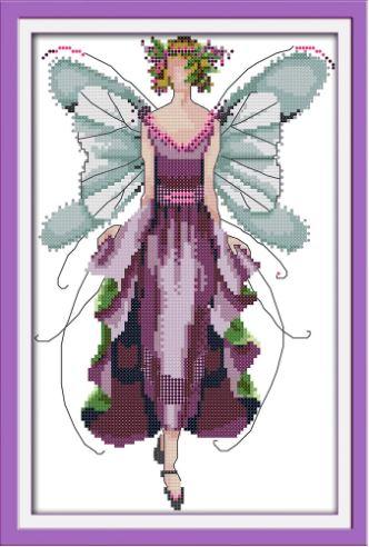 Набір для вишивання за нанесеною на канву схемою "Violet fairy". AIDA 14CT printed 21*34 см