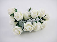 Роза полиуретановая на проволоке белая 12шт/пучок для рукоделия, хобби, декора