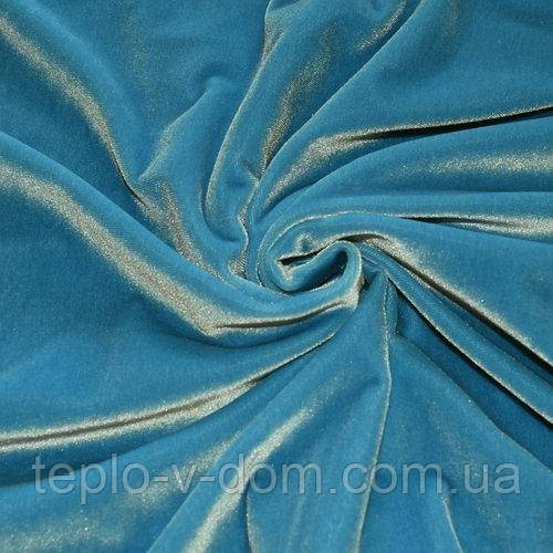 Оксамит, тканина.. Колір блакитний. Погон. 1,5 метра.150гр/1м²