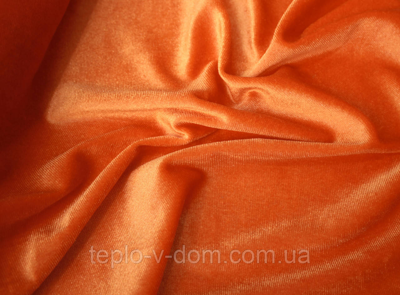 Оксамит, тканина. Колір оранж. Погон. 1,5 метра.150гр/1м²