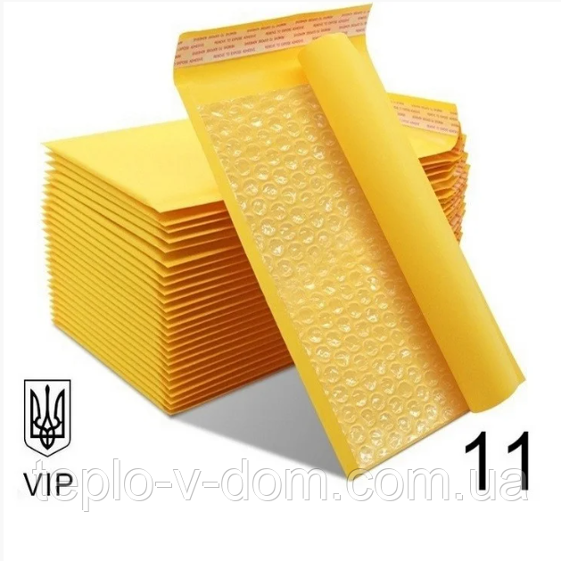 Поштовий Конверт з відривною стрічкою Бандерольний 100×160 № 11 VIP 100 шт/уп. Крафтовий з повітряним прошарком, фото 1