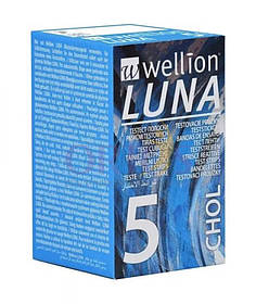 Тест-смужки для тестування рівня загального холестирину в крові Wellion Luna 5шт