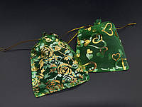 Подарочные прозрачные мешочки из органзы для упаковки подарков Цвет зеленый. 10х14см