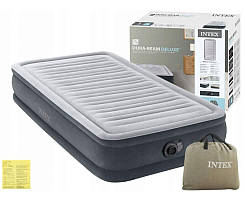 Надувний матрац, ліжко односпальне Intex 67766 Comfort-Plush з вбудованим електронасосом, 191 x 99 x 33 см