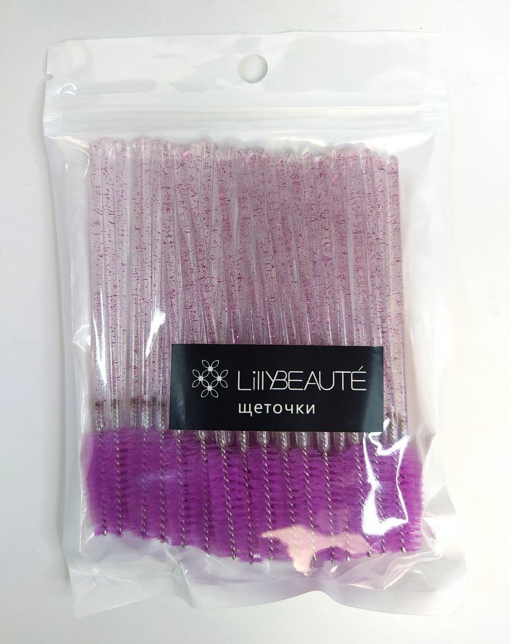 Щіточки для брів та вій Lilly Beaute, 50 шт, Фіолетові, фото 1