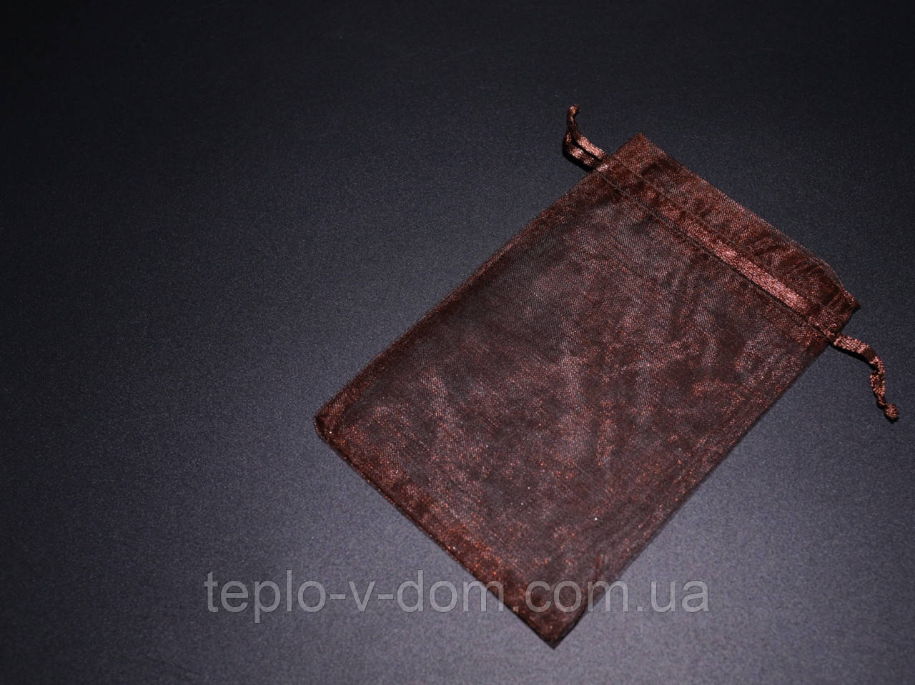 Мішечок з органзи подарунковий на зав'язках красивий Колір коричневий. 11х16см