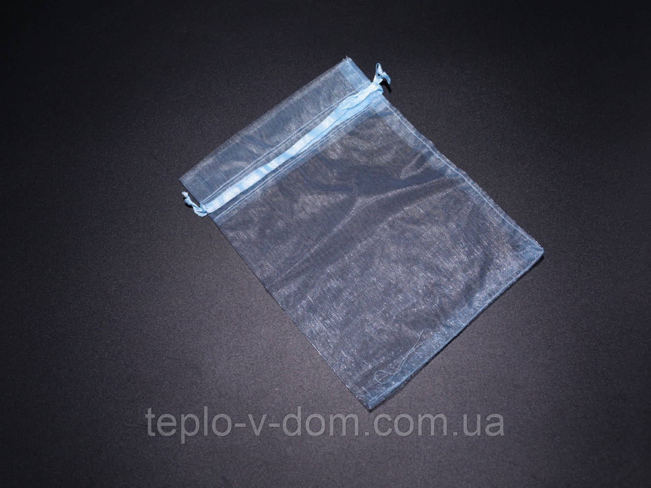 Мішечок подарунковий з органзи пакетик для ювелірних прикрас Колір блакитний. 13х18см