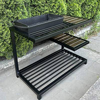 МАНГАЛ ML9-4СP В СТИЛІ ЛОФТ НА ДРОВНИКУ З ПОЛИЦЕЙ НА 9 ШАМПУРІВ 4 ММ (З ЖАРОМІЦНИМ ПОКРИТТЯМ), фото 2