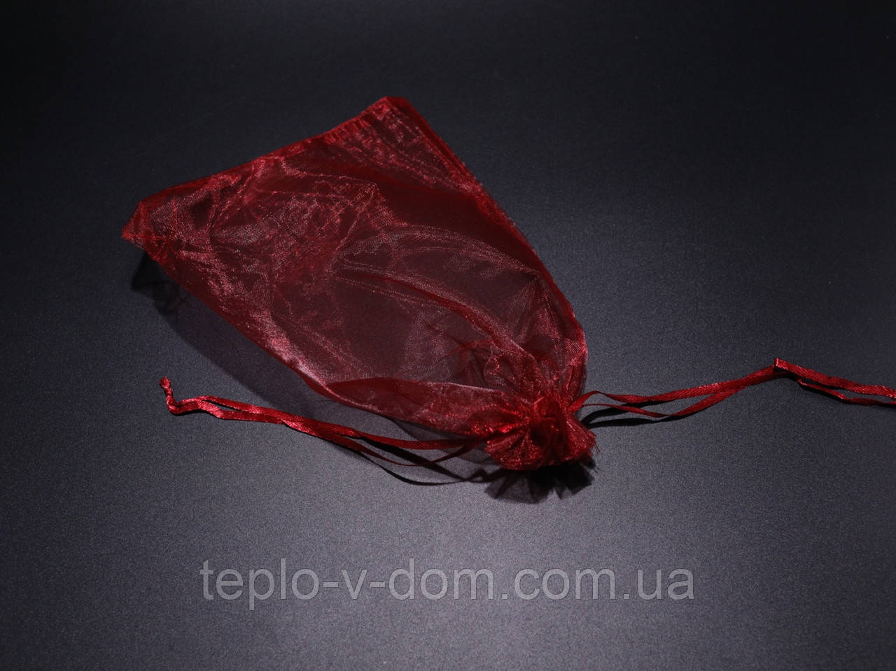 Подарункові красиві мішечки з органзи для прикрас Колір бордо. 17х23см