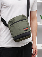 Мужская городская сумка-барсетка через плечо хаки TIGER удобная текстильная сумка мужчине на каждый день