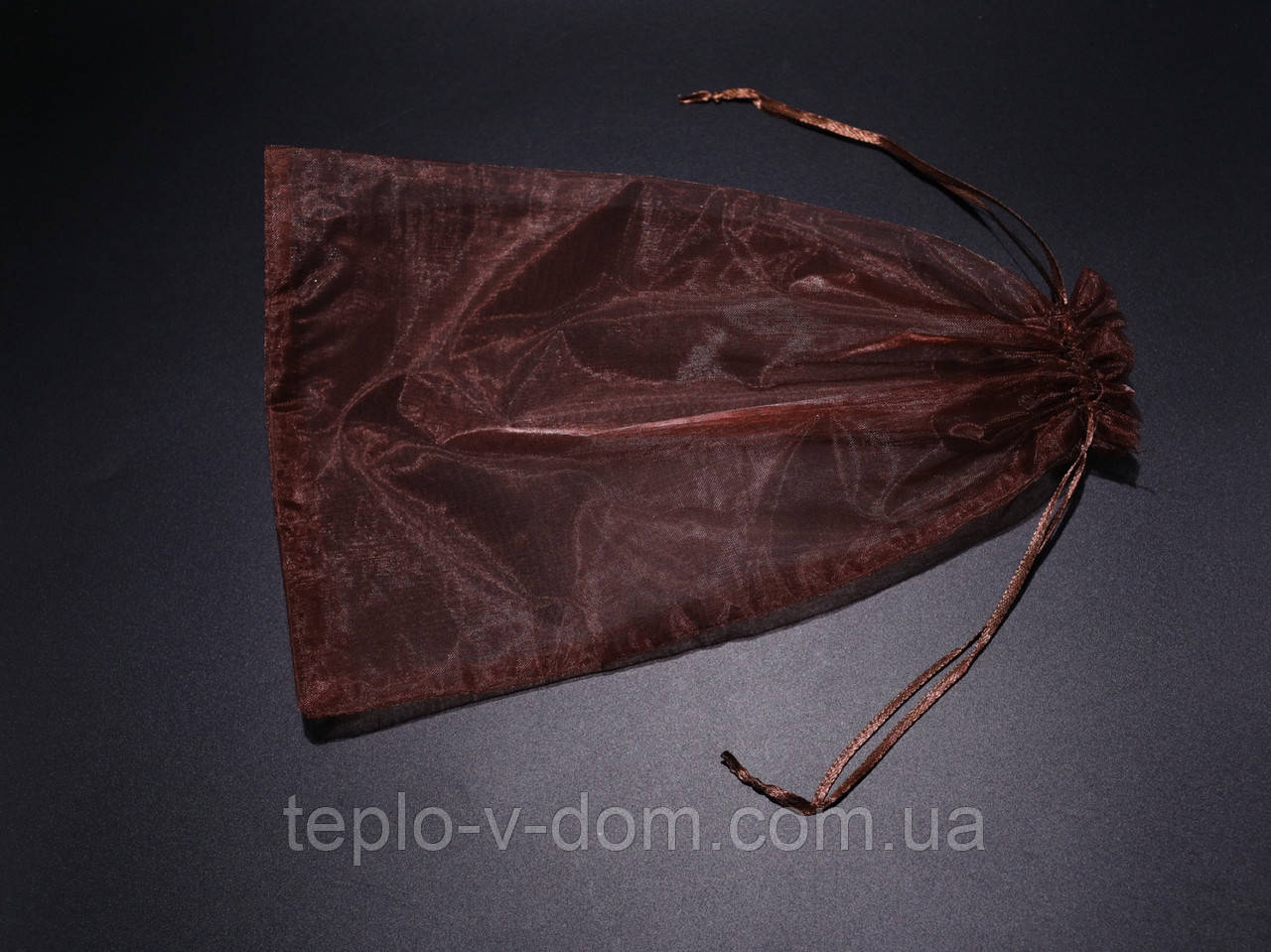 Подарункові ювелірні мішечки з органзи однотонні Колір коричневий. 20х30см