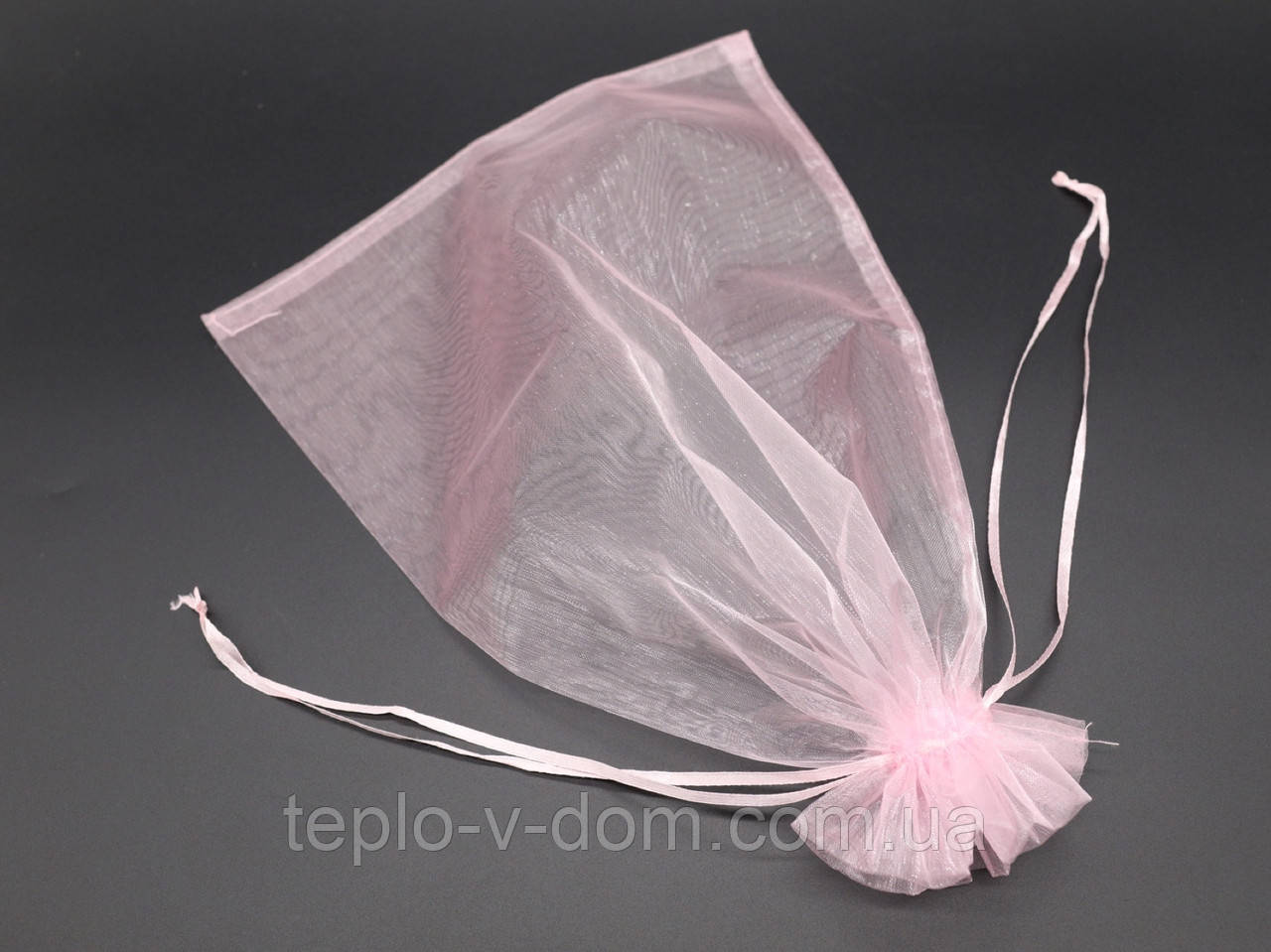 Подарункові тканинні мішечки для упаковки з органзи Колір світло-рожевий. 25х35см