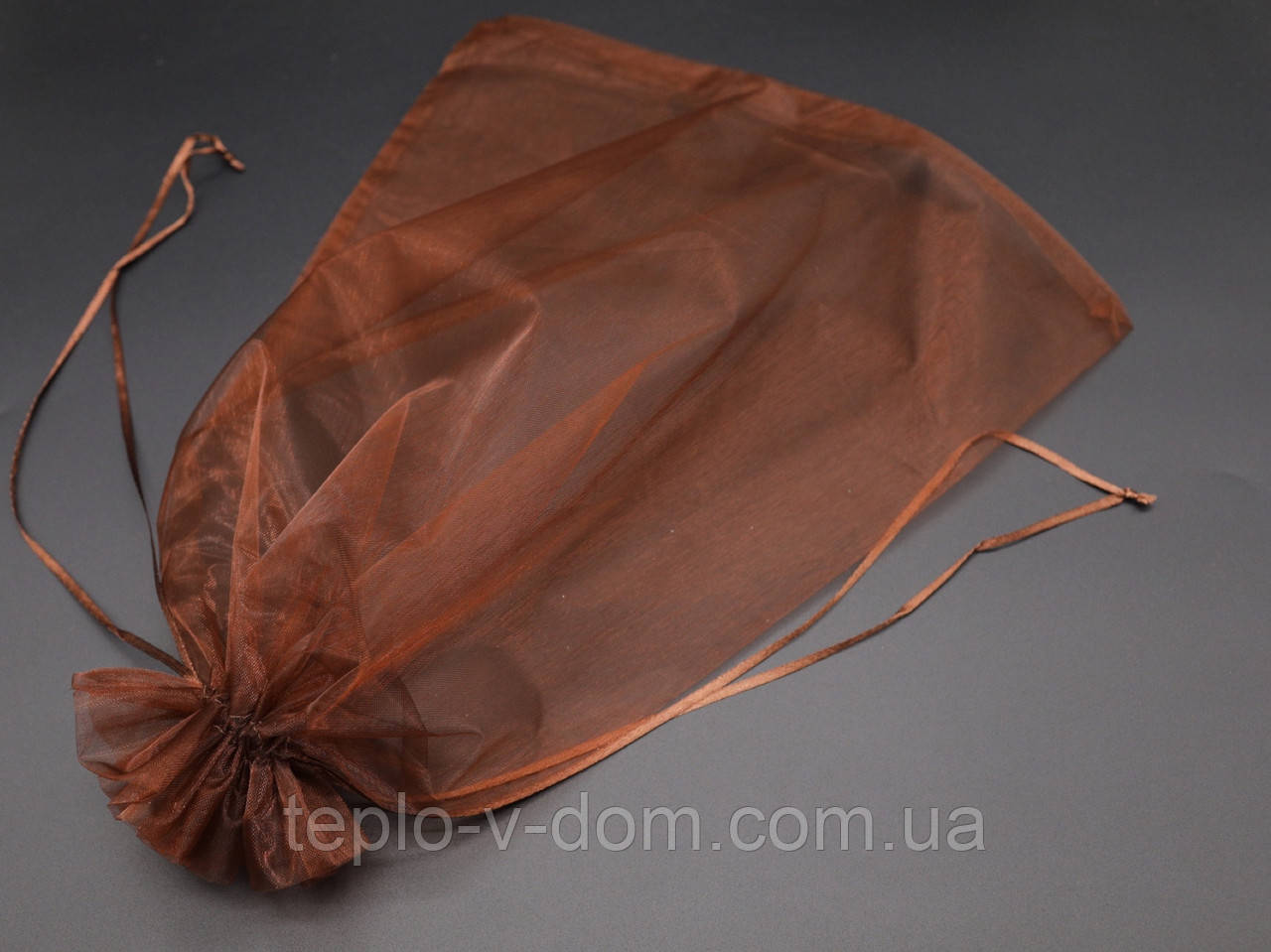 Подарункові мішечки для ювелірних прикрас з органзи Колір коричневий. 30х40см