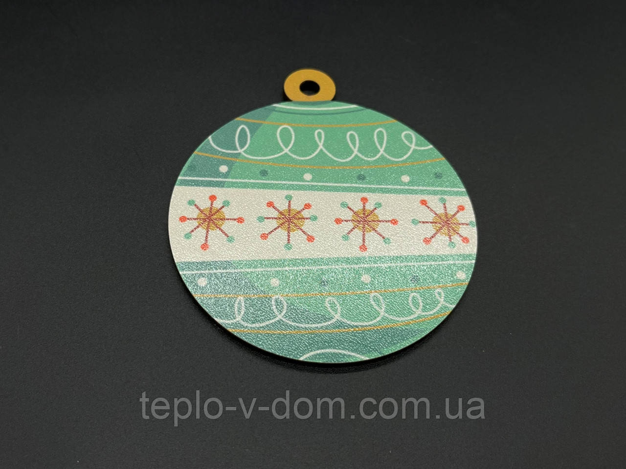 Дерев'яна новорічна іграшка з друком. 9см