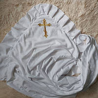 Крыжма для крещения малышей белая с вышитым крестиком