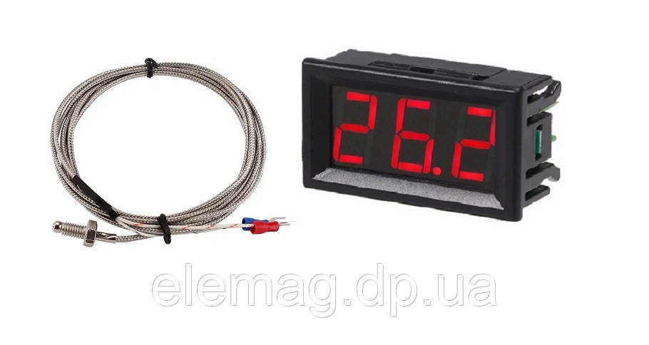 400 Cº Термометр XH-B310 цифровий 12 V, датчик 5 метрів червоний, фото 1