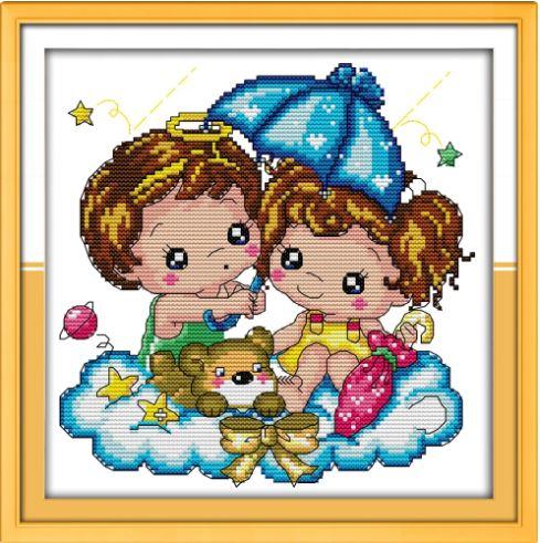 Набір для вишивання за нанесеною на канву схемою "Feelings In The Rain". AIDA 14CT printed 27*27 см