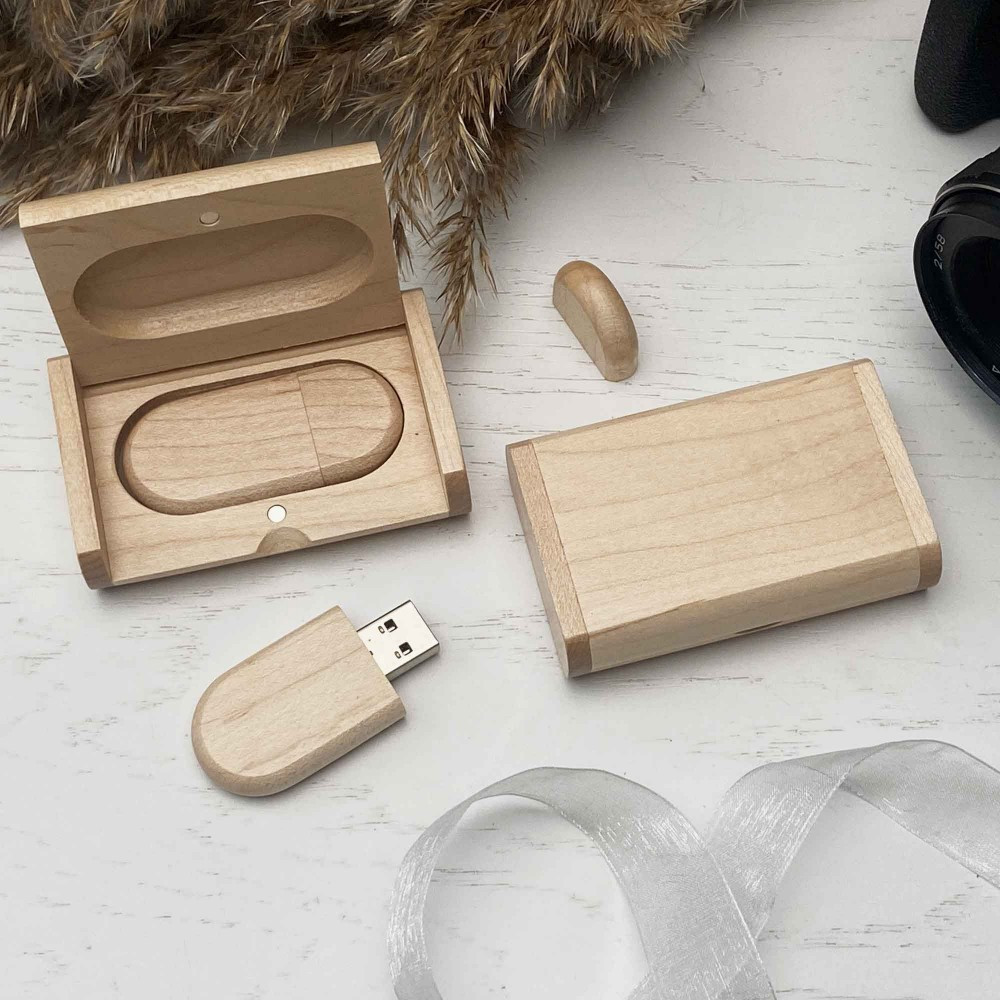 USB флешки з дерева в шкатулці SKINWOOD Світле дерево (клен) 8 гб