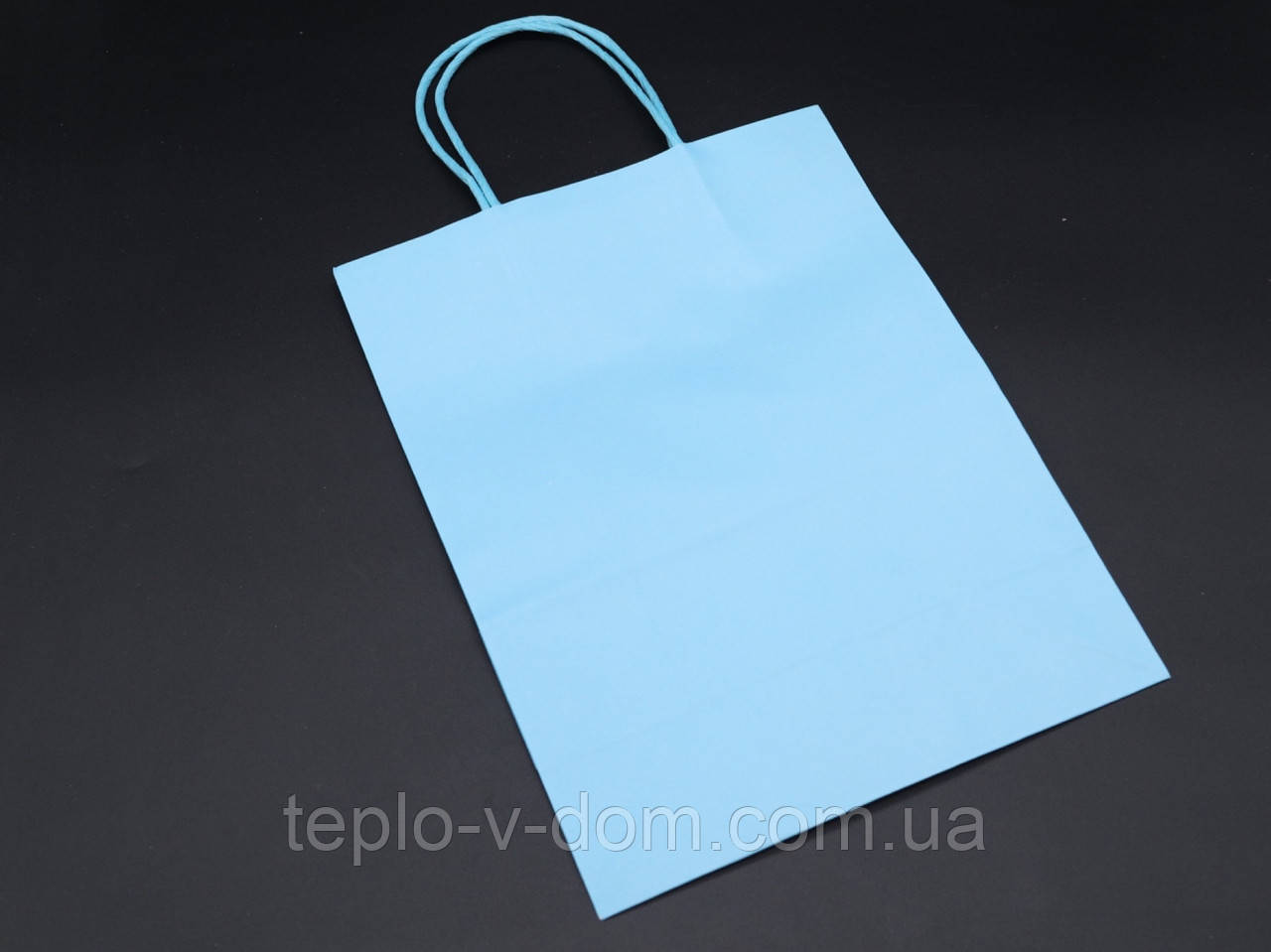Паперовий пакет крафтовий з ручкою Колір блакитний. 21х27х11см