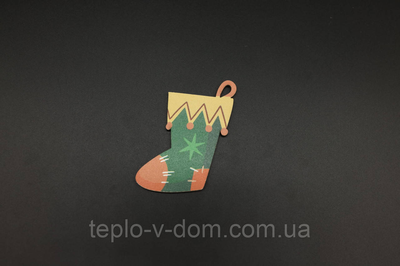 Дерев'яна новорічна іграшка з друком. 8х4см