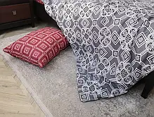 Сіро-червоний комплект постільної білизни 150*220 з Бязі Голд із геометричним абстрактним принтом Черешенька ТМ, фото 6