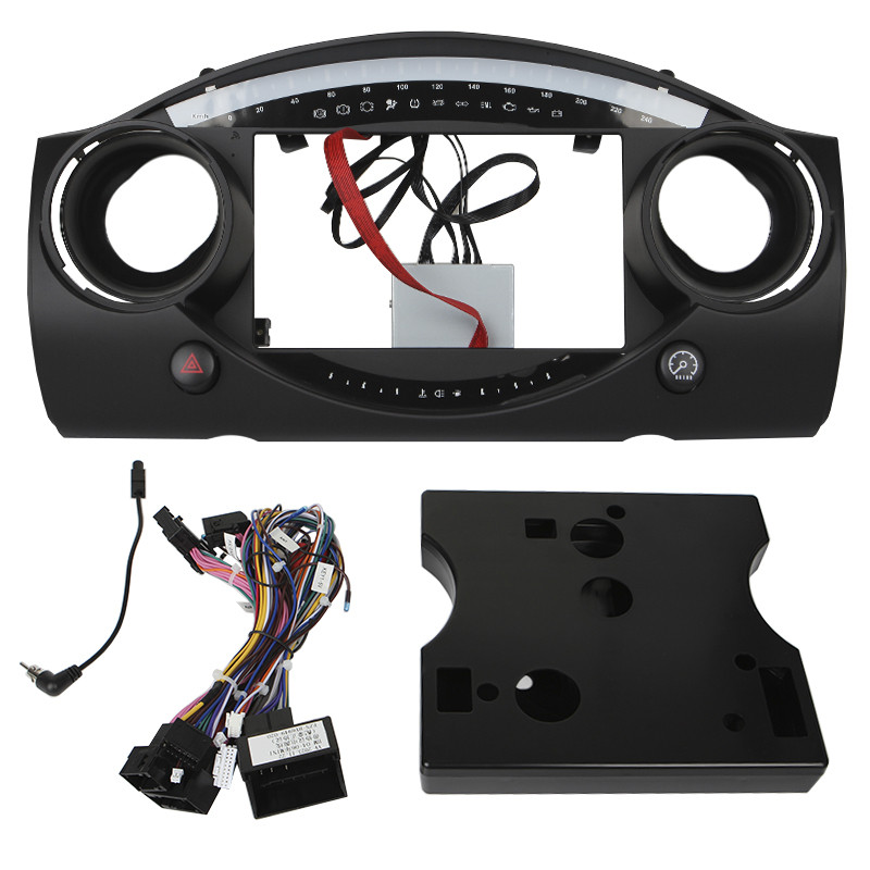 Штатний комплект перехідна рамка 9" Lesko BMW Mini Hatch R50 2000-2006 + адаптер живлення Міні Хетч 2 шт., фото 1