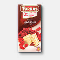 Белый шоколад Torras с ягодами годжи без сахара 75 г , Испания