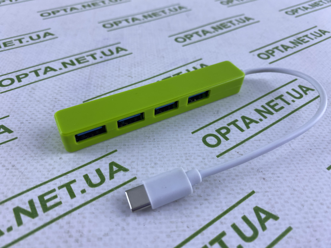 Концентратор Type-C 4 порти USB, хаб зелений, фото 1