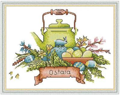 Набір для вишивання за нанесеною на канву схемою "Teapot series 7". AIDA 14CT printed 29*21 см