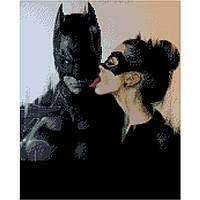 Алмазная мозаика Бэтмен и женщина-кошка 40х50см круглые камни-стразы, на подрамнике, в кор., ТМ Стратег,