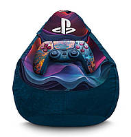 Кресло мешок «Sony Playstation. Яркий геймпад» Флок XL (80х110 см)