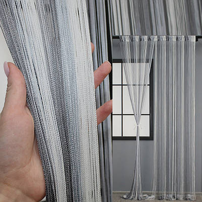 Штори-нитки (1 шт 3х3 м). Колір темно-сірий з сіро-білим. Код  61-007