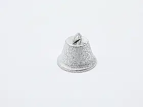 Дзвіночок з блискітками для декорування сувенірів та прикраси срібний розміром 35 мм