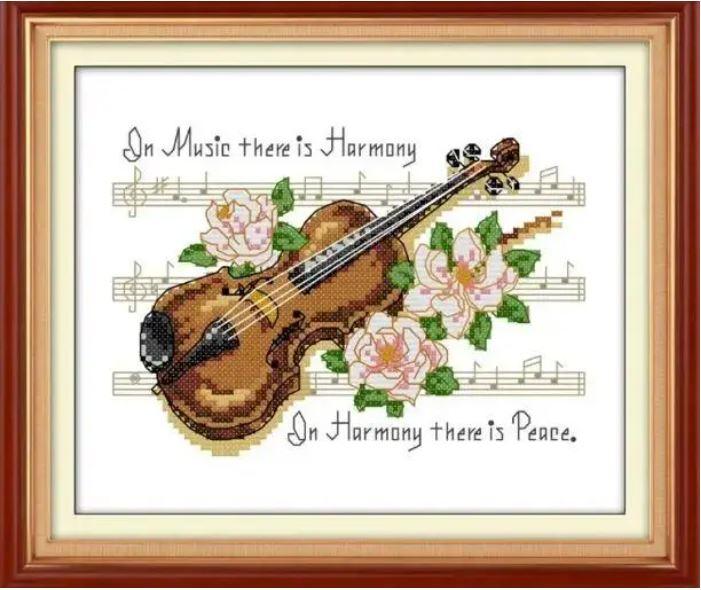 Набір для вишивання за нанесеною на канву схемою "Violin". AIDA 14CT printed, 25*19 см