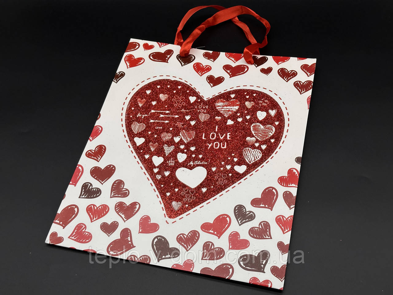 Подарунковий пакет.I love you 26х31х10см