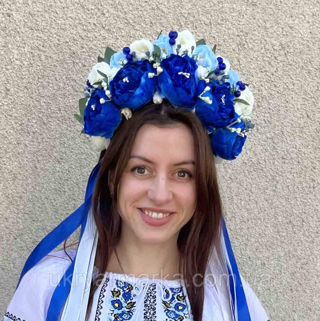 Неймовірний квітковий віночок з піонами і трояндами "Одеський"